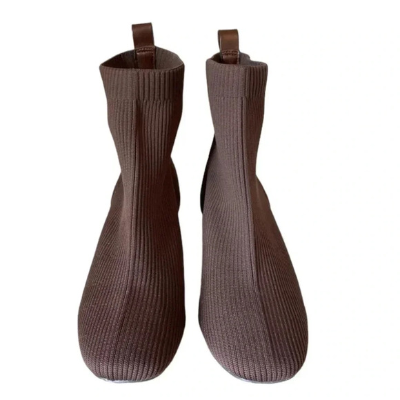 JOlE x REVOLVE | Neely Brown Ribbed Sock Women Ankle Heel Booties Size 8.5 - Picture 3 of 6